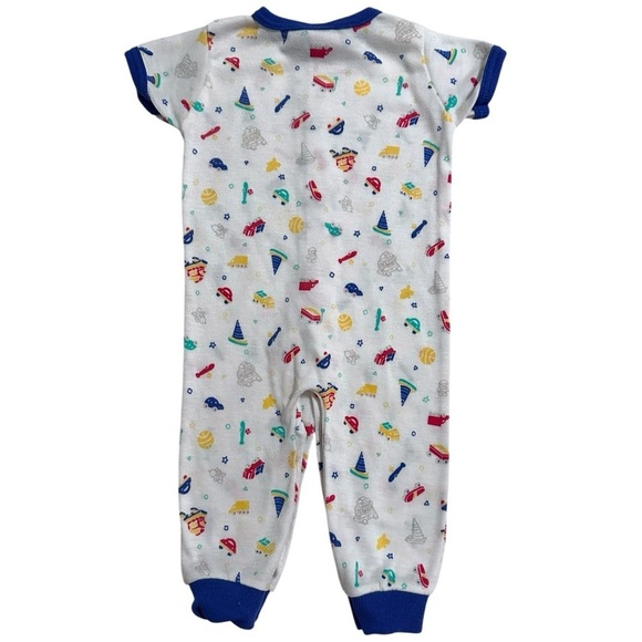 Vintage Olexis Baby Romper | Colorful Toys Print | Short Sleeve 0-3 Months - Picture 2 of 4